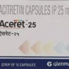 Aceret 25 mg acitretin capsules for severe psoriasis and keratinization disorder systemic retinoid therapy