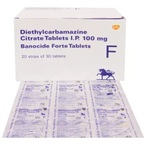 Banocide Forte 100 mg diethylcarbamazine citrate tablets for lymphatic filariasis and tropical eosinophilia antiparasitic treatment