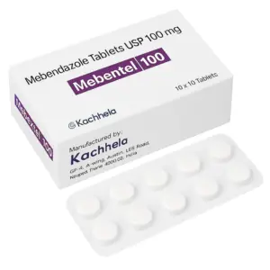 Mebentel 100 mg Mebendazole tablet used for treatment of intestinal parasitic infections